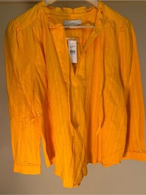 LOFT Bright Yellow Casual Button-Down Shirt